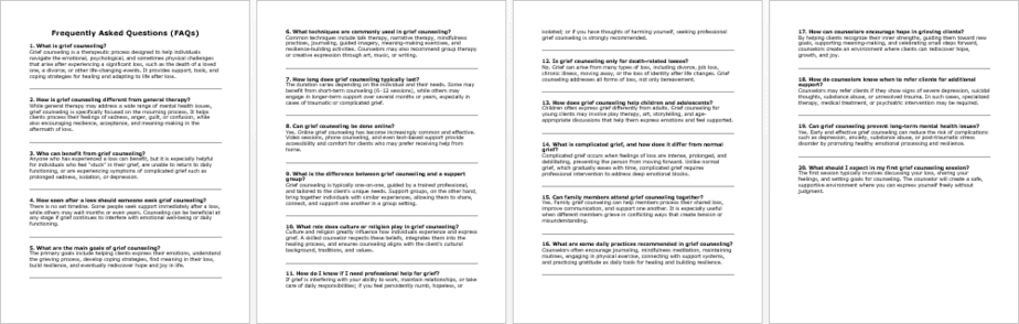 Grief Counseling for Healing and Hope FAQs