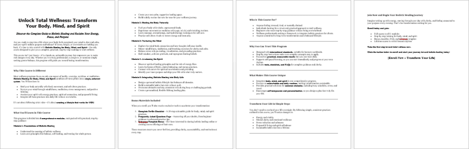 Holistic Healing for Body, Mind, and Spirit Salespage