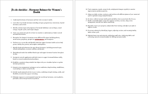 Hormone Balance for Women’s Health Checklist