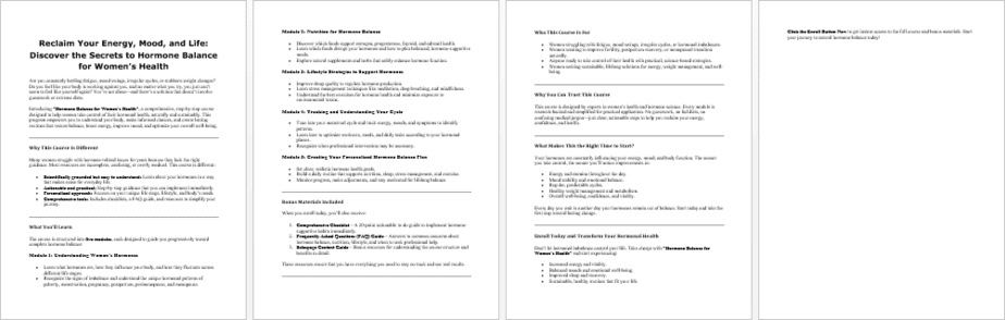 Hormone Balance for Women’s Health Salespage