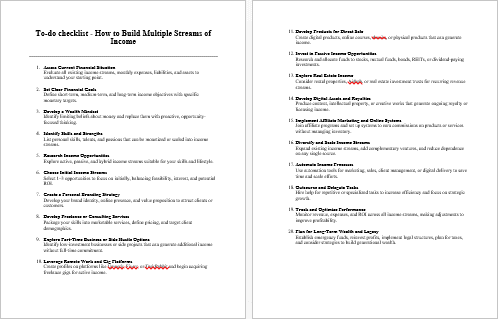 How to Build Multiple Streams of Income Checklist