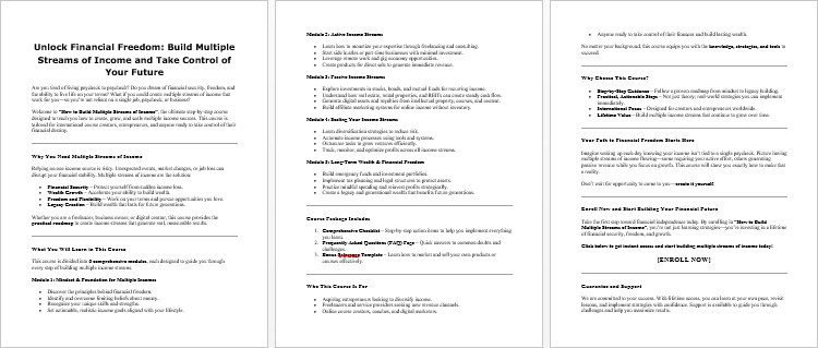 How to Build Multiple Streams of Income Salespage