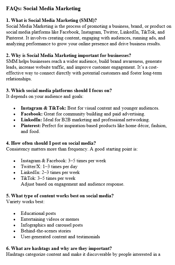 Social Media Marketing PLR FAQ Sample
