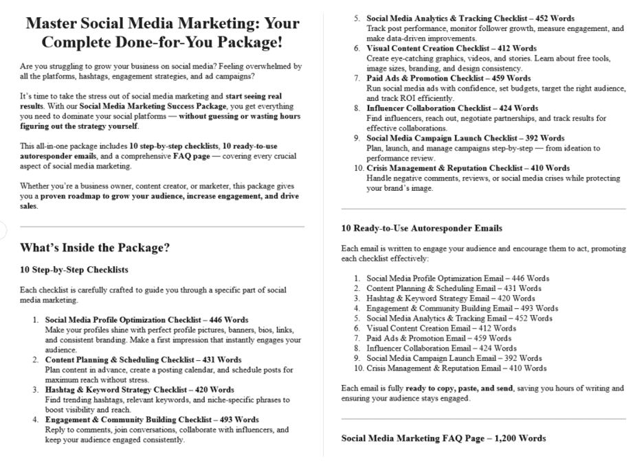 Social Media Marketing PLR Salespage Sample