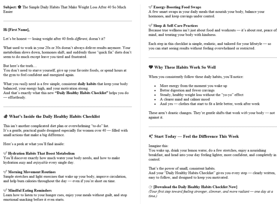 Weight Loss for Women Over 40 PLR Autoresponders Sample