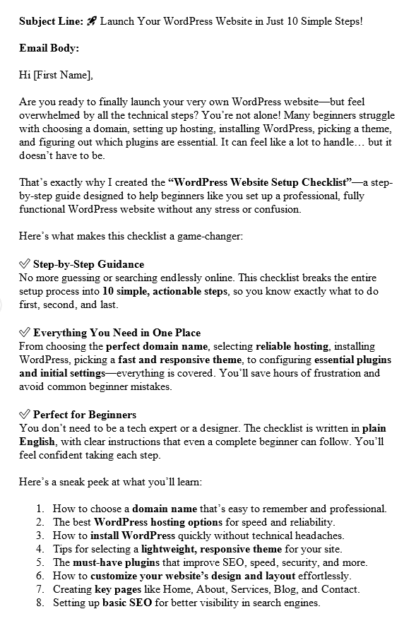 WordPress PLR Autoresponder Sample