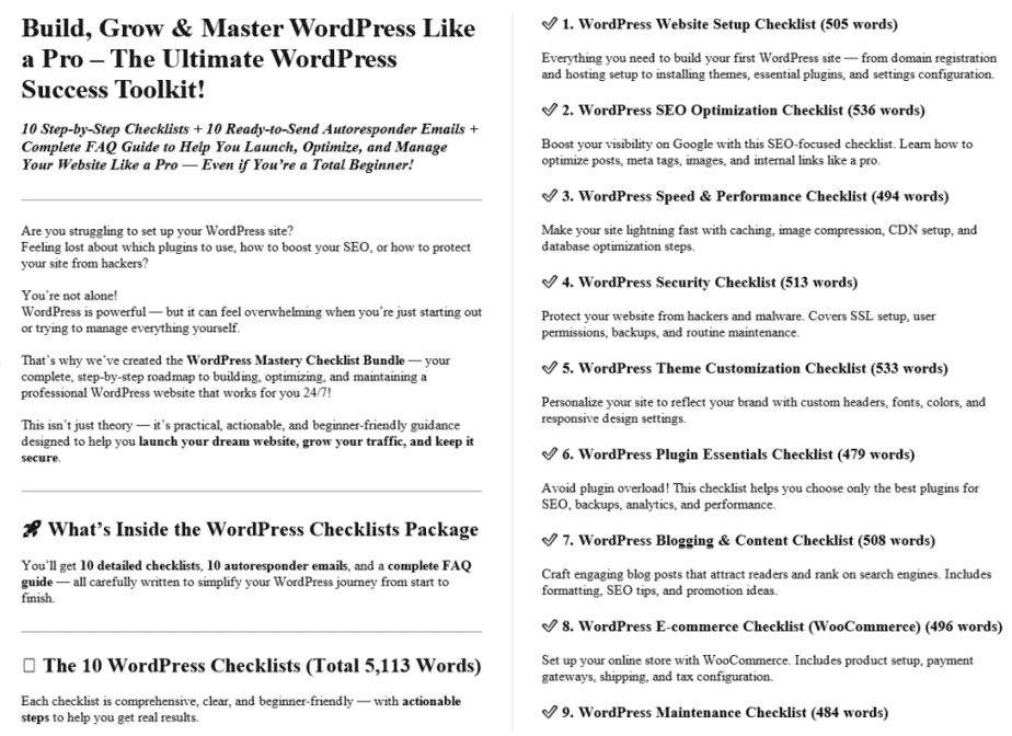 WordPress PLR Salespage Sample
