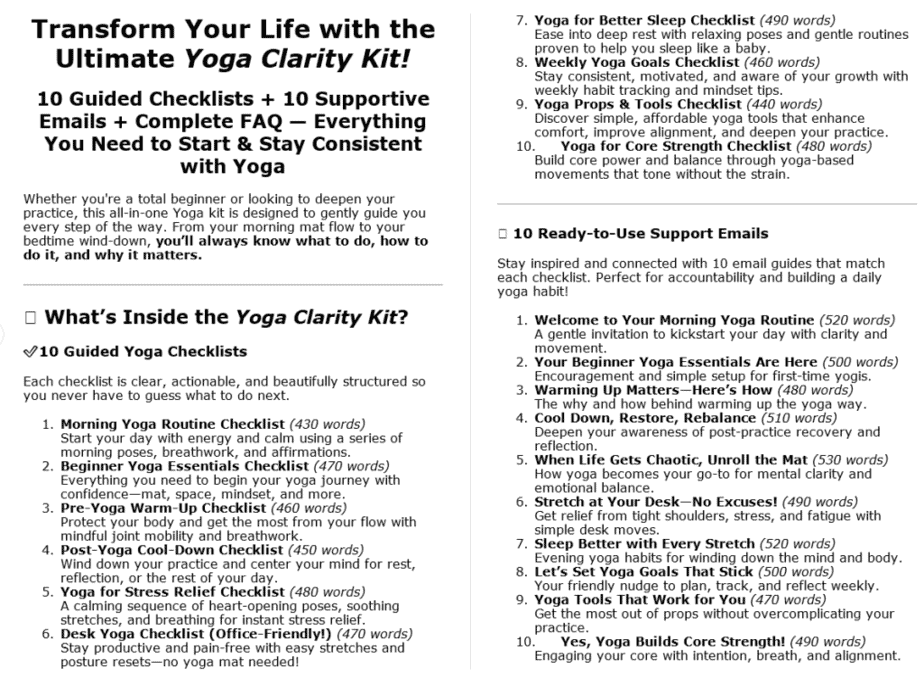 Yoga PLR Sales page Sample