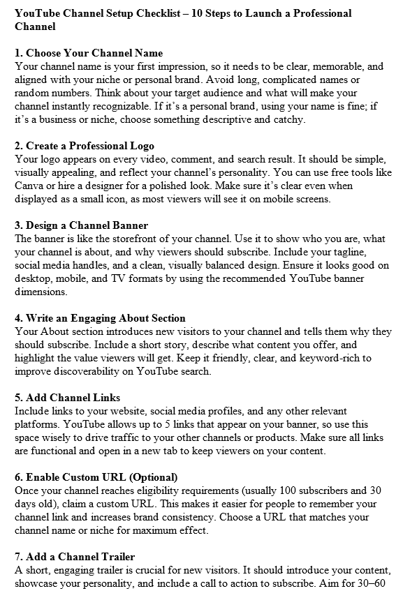 YouTube Marketing PLR Checklists Sample