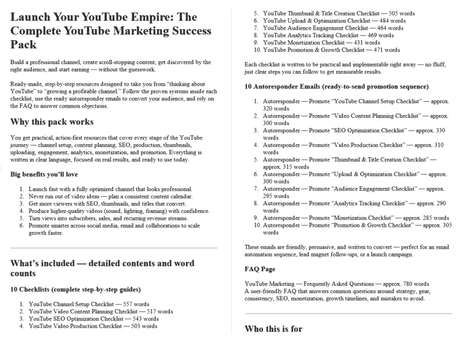 YouTube Marketing PLR Salespage Sample