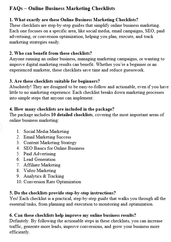 10 Online Business Marketing PLR FAQ Sample