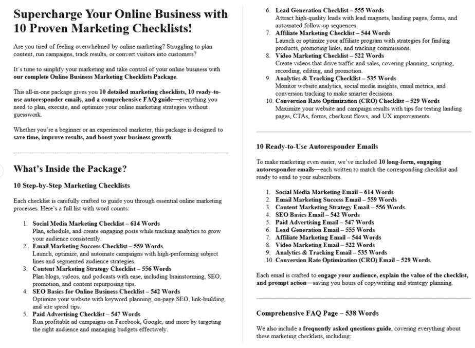 10 Online Business Marketing PLR Salespage Sample