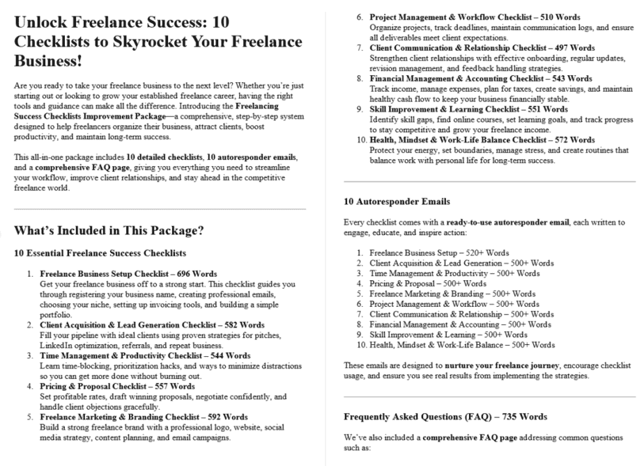 Freelancing Success Improvement PLR Salespage Sample