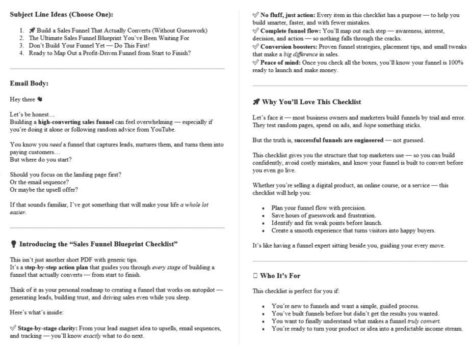 High Converting Sales Funnels PLR Autoresponder Sample