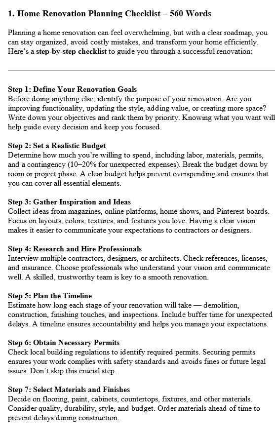 Home Improvement PLR Checklists Sample