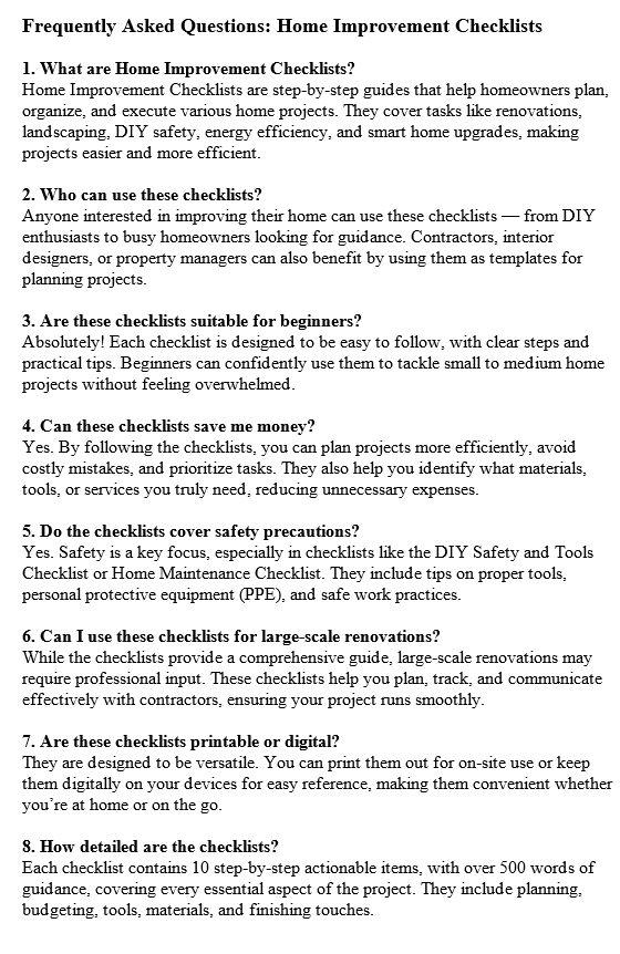 Home Improvement PLR FAQ Sample