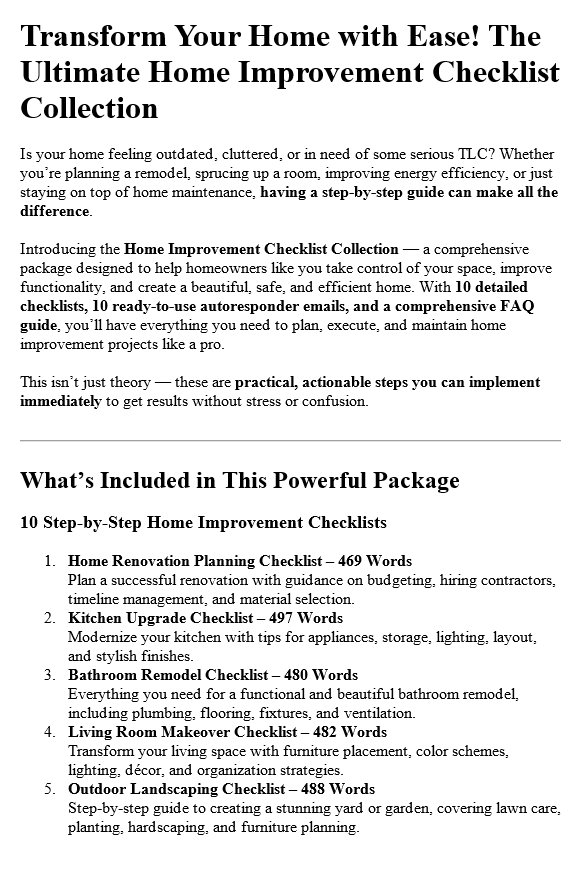 Home Improvement PLR Salespage Sample