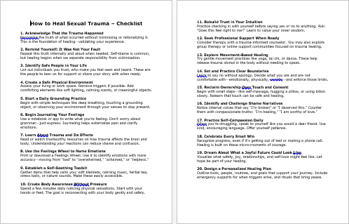 How To Heal Sexual Trauma Checklist