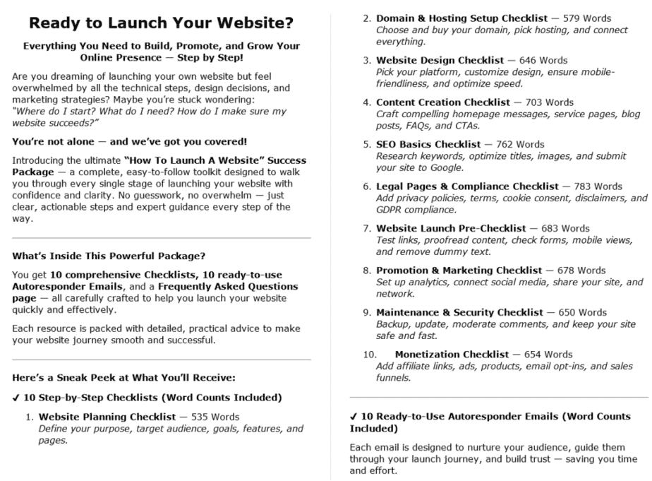 How To Launch A Website PLR Salespage Sample