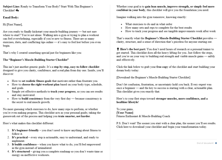 How to Build Muscle Mass PLR Autoresponder Sample