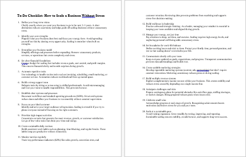 How to Scale a Business Without Stress Checklist