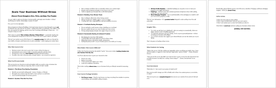 How to Scale a Business Without Stress Salespage