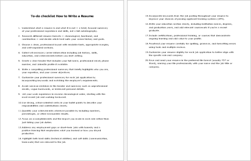 How to Write a Resume Checklist