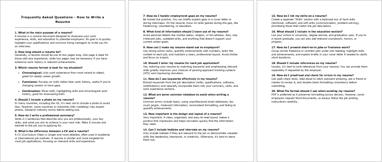 How to Write a Resume FAQs