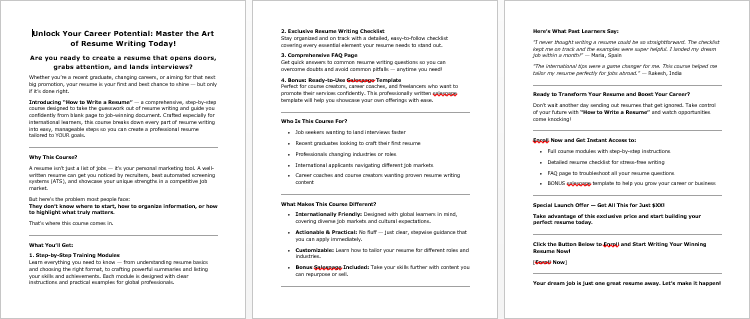 How to Write a Resume Salespage