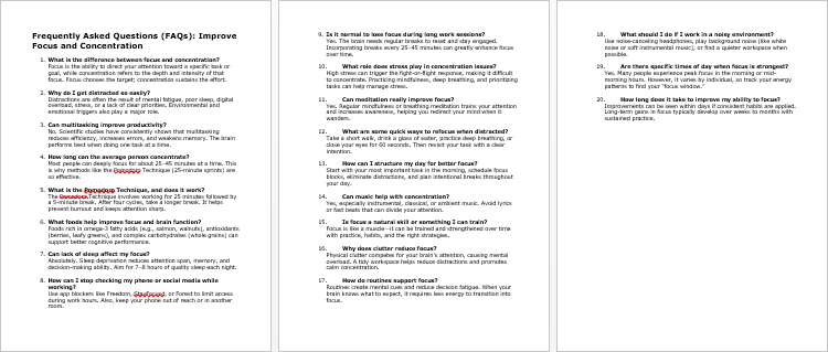 Improve Focus and Concentration FAQs