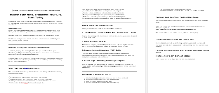 Improve Focus and Concentration Salespage