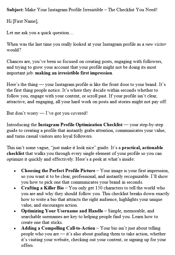 Instagram Marketing PLR Autoresponders Sample