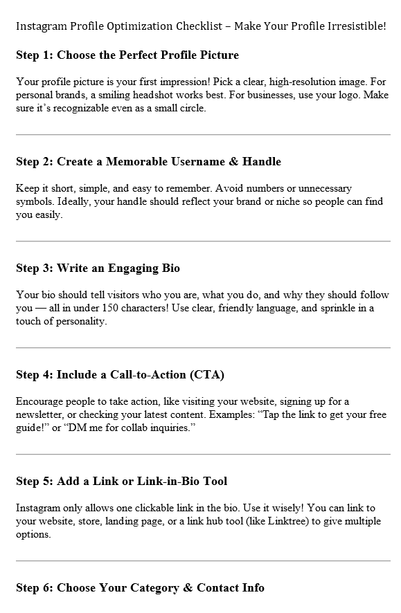 Instagram Marketing PLR Checklists Sample