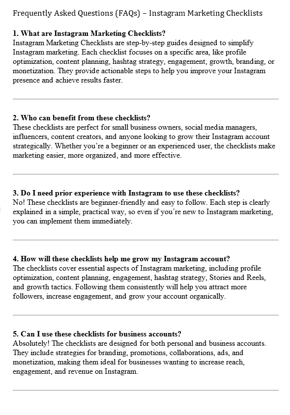 Instagram Marketing PLR FAQ Sample