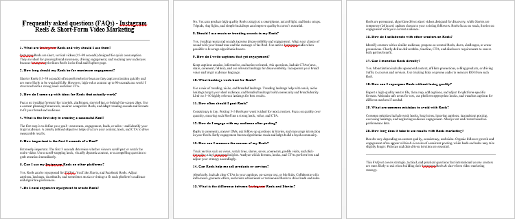 Instagram Reels & Short Form Video Marketing FAQs