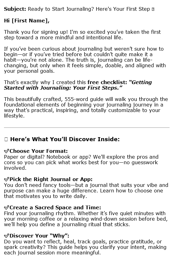 Journaling for Beginners PLR Autoresponders Sample
