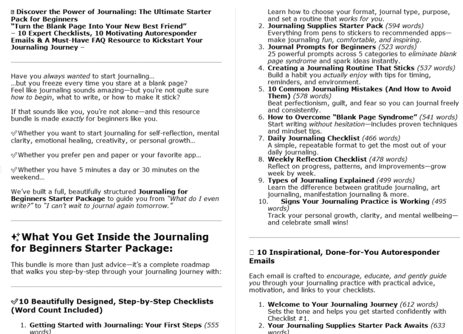 Journaling for Beginners PLR Salespage Sample