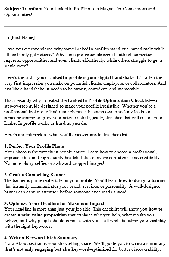 LinkedIn Marketing PLR Autoresponders Sample