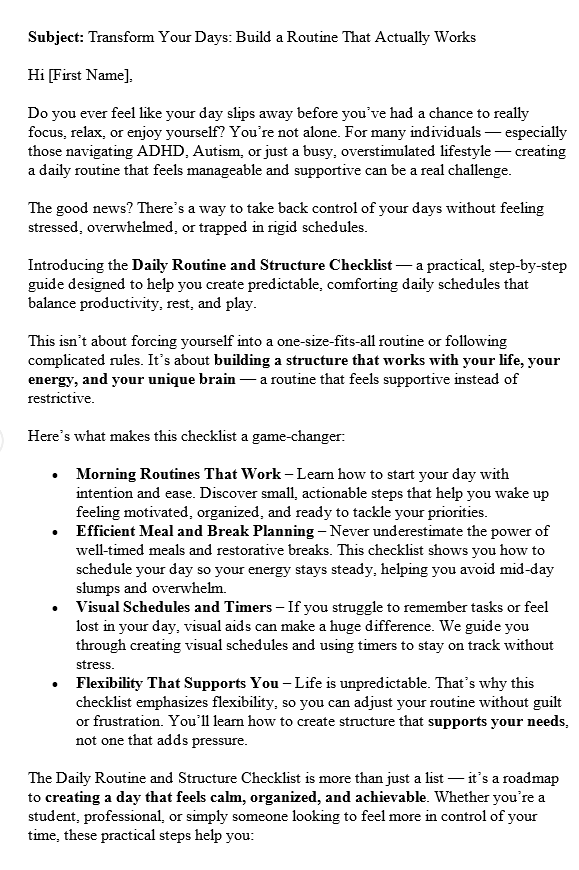 Living With ADHD And Autism PLR Autoresponders Sample