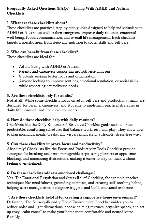 Living With ADHD And Autism PLR FAQ Sample