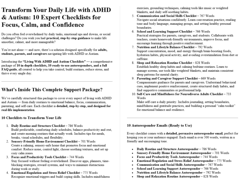 Living With ADHD And Autism PLR Salespage Sample