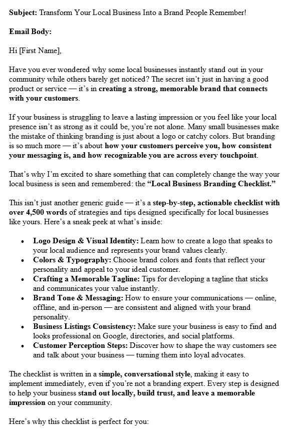 Local Marketing PLR Autoresponders Sample