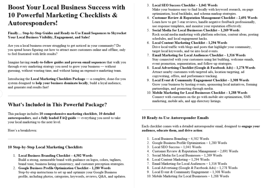 Local Marketing PLR Salespage Sample