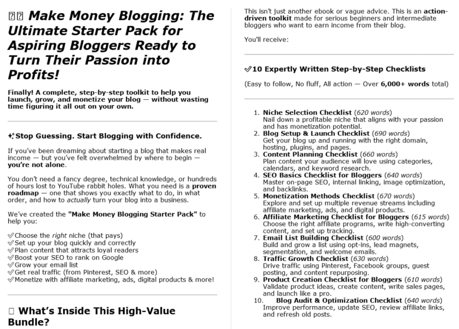 Make Money Blogging PLR Salespage Sample