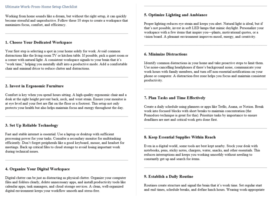 Make Money Online PLR Checklists Sample