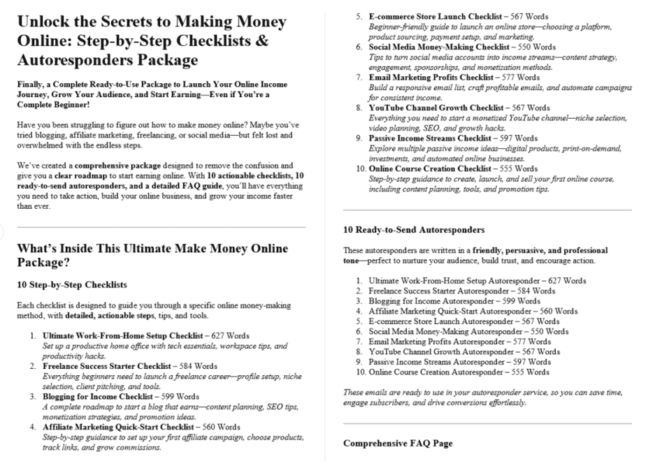 Make Money Online PLR Salespage Sample