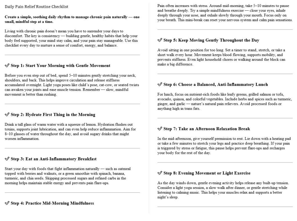 Managing Chronic Pain Naturally PLR Checklists Sample