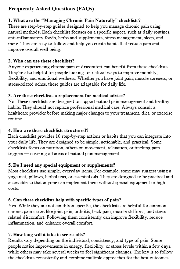 Managing Chronic Pain Naturally PLR FAQ Sample