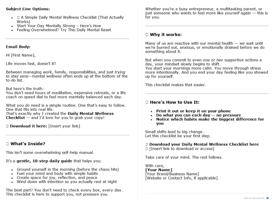 Mental Health PLR Autoresponders Sample