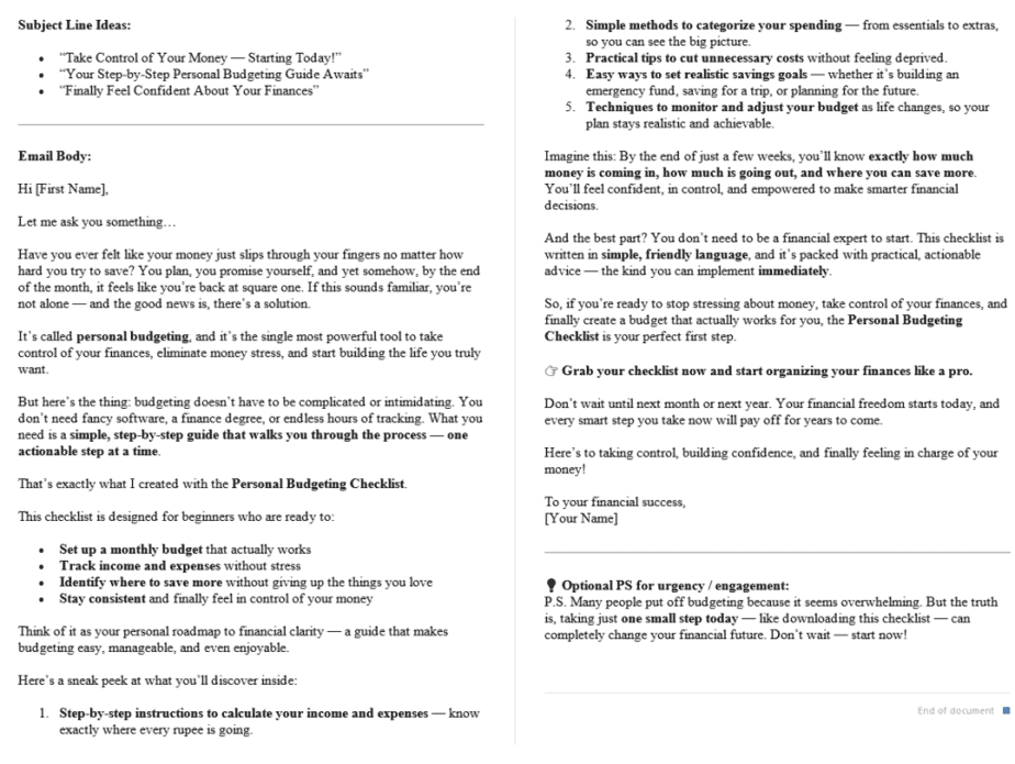 Money and Finance PLR Autoresponders Sample